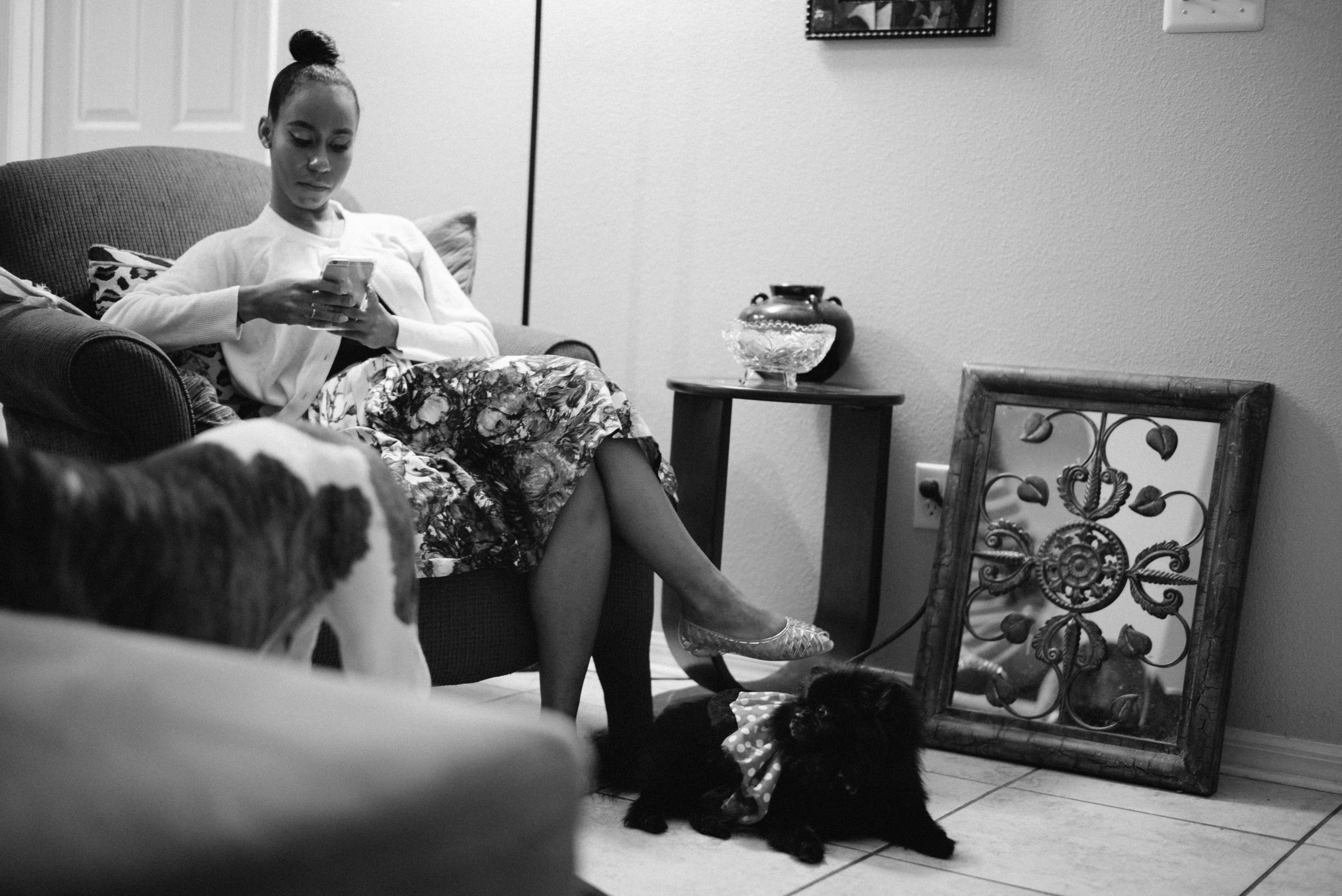 My daughter Alfre, her pomeranian Foxxy (with a skirt on) and my sister's American Bull Dog, Apollo. Leica M-P / Summilux 50mm @ f1.7, 1/125, ISO 800 DNG with Leica M Tri-X profile applied before JPEG conversion