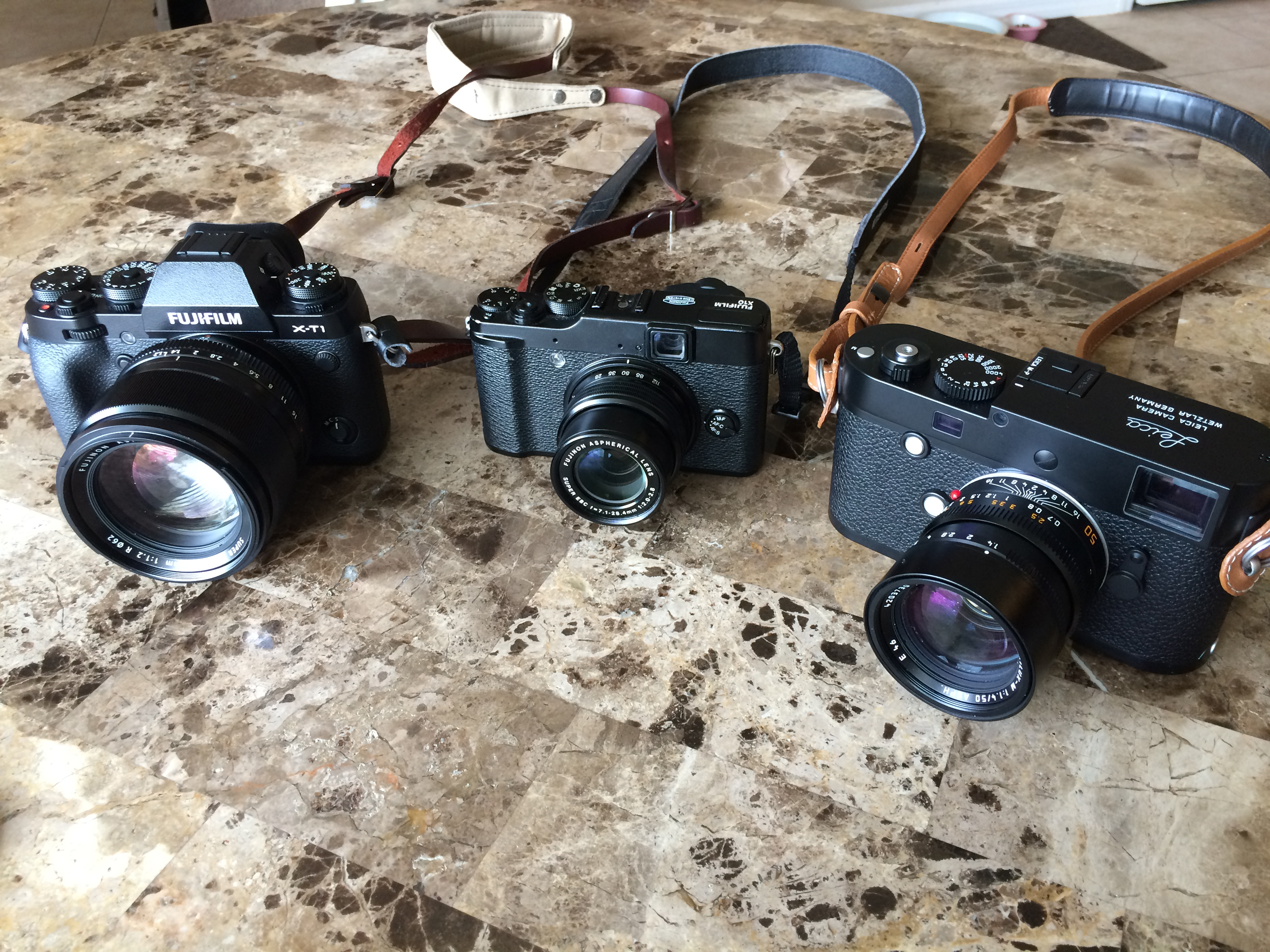 L to R: Fujifilm X-T1 / 56mm f1.2, Fujifilm X10 / 28-112mm f2.0-2.4, Leica M-P / Summilux 50mm ASPH.