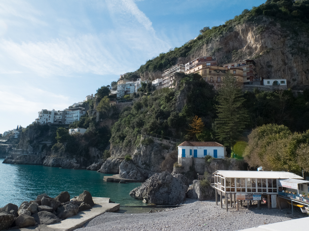 Amalfi rocky beach.